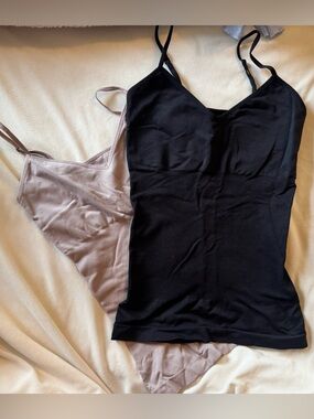 Skinnygirl Black and Taupe Stretch V-Neck Camisoles